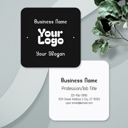 Cool Retro_Modern  Black  White Square Business Card
