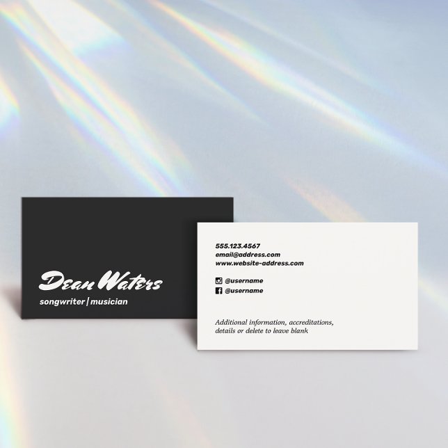 Cool Retro Modern Musician Songwriter Business Car Card (Creator Uploaded)