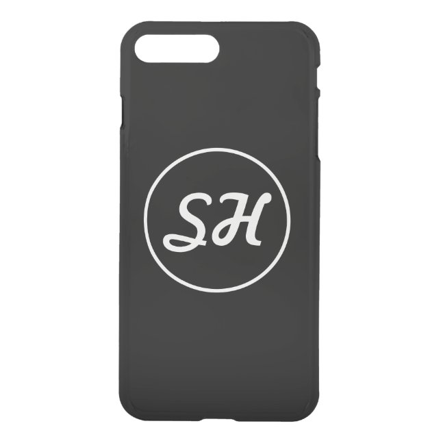 Cool Retro-Modern Style Monogram | Black Uncommon iPhone Case (Back)