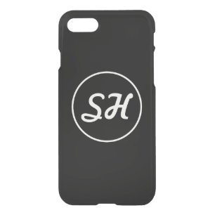 Cool Retro-Modern Style Monogram   Black iPhone SE/8/7 Case