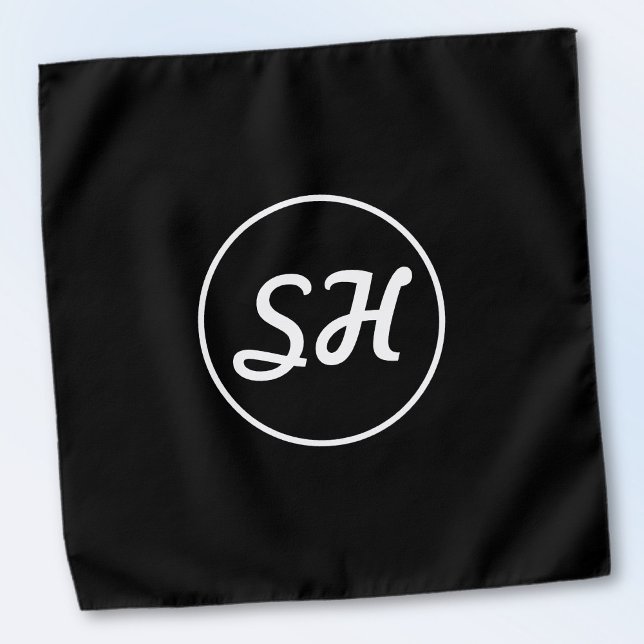 Cool Retro-Modern Style Monogram | Black & White Bandana (Creator Uploaded)