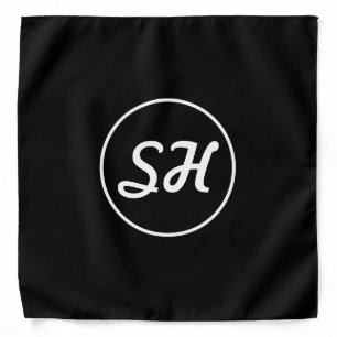 Cool Retro-Modern Style Monogram Black & White Bandana