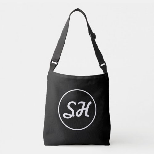 Cool Retro_Modern Style Monogram  Black  White Crossbody Bag