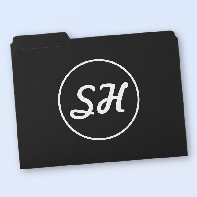 Cool Retro-Modern Style Monogram | Black & White File Folder (Creator Uploaded)