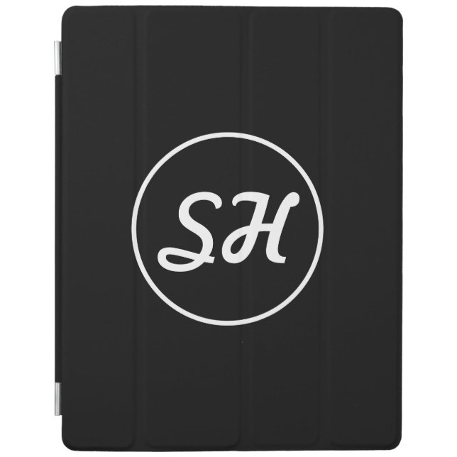 Cool Retro-Modern Style Monogram | Black & White iPad Smart Cover (Front)