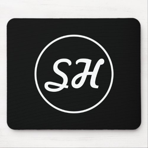 Cool Retro_Modern Style Monogram  Black  White Mouse Pad