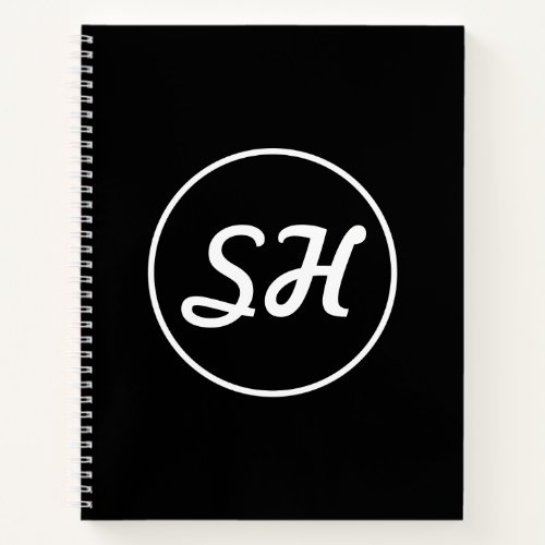 Cool Retro_Modern Style Monogram  Black  White Notebook