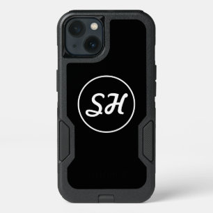 Cool Retro-Modern Style Monogram   Black & White iPhone 13 Case
