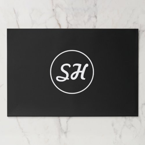 Cool Retro_Modern Style Monogram  Black  White Paper Pad