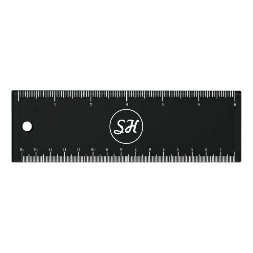 Cool Retro_Modern Style Monogram  Black  White Ruler