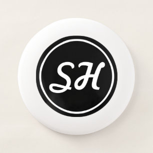 Cool Retro-Modern Style Monogram   Black & White Wham-O Frisbee