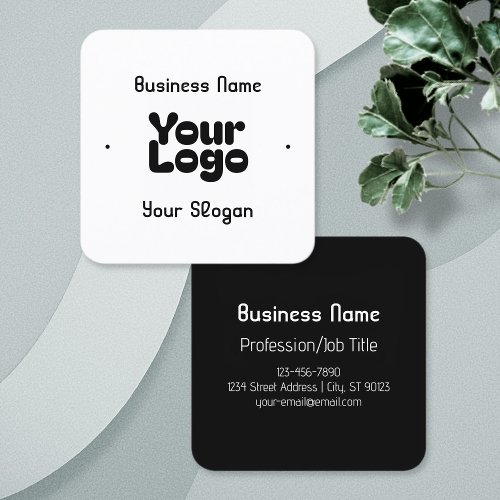 Cool Retro_Modern  White  Black Square Business Card