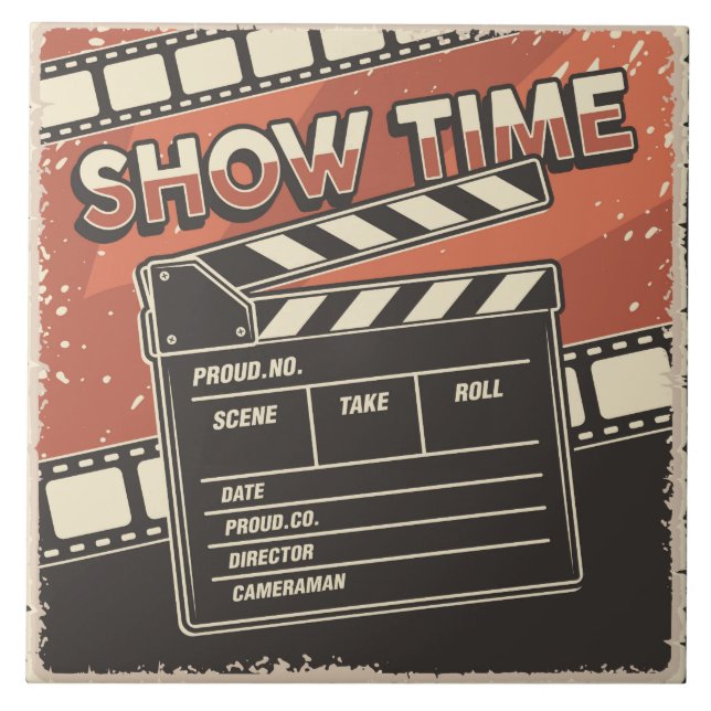 Cool retro movie theater  ceramic tile (Front)