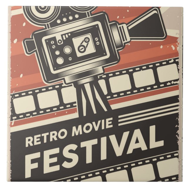 Cool retro movie theater  ceramic tile (Front)