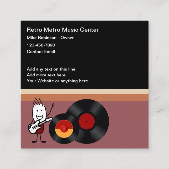 Cool Retro Music Vinyl Business Cards (Front)