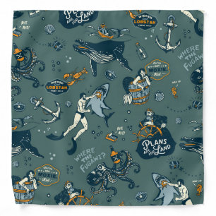 Cool Retro Nautical Themed New England Pattern Bandana