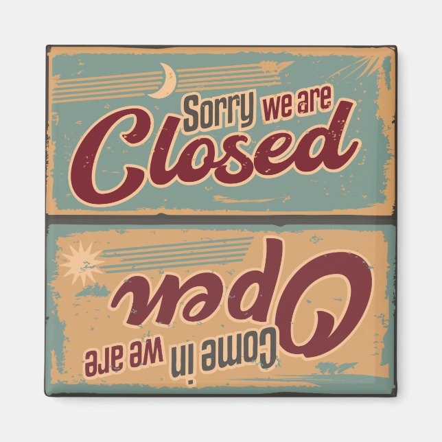 Cool Retro Open-Closed Magnet (Front)