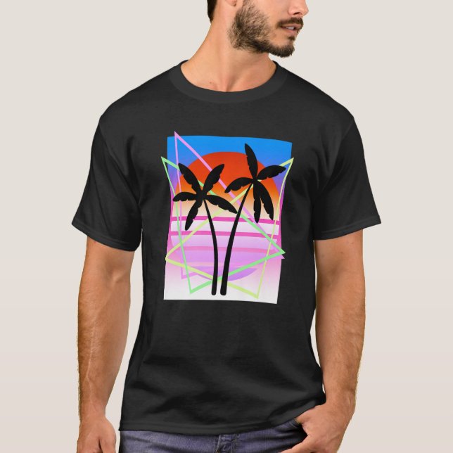 Cool Retro Palm Tree Island Vapor Wave Designs Pre T-Shirt (Front)