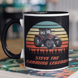 Cool Retro Personalized Farming Legend Tractor Mug