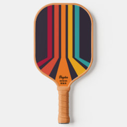 Cool Retro Perspective Lines Custom Text Name Pickleball Paddle | Zazzle