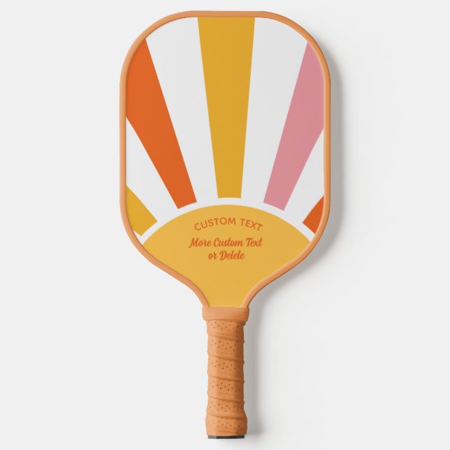 Cool Retro Pickleball Sunburst Personalized  Paddle (Front)