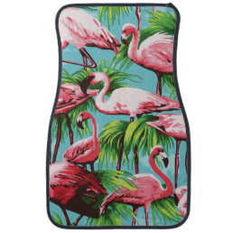 Cool Retro Pink Flamingos Car Floor Mat
