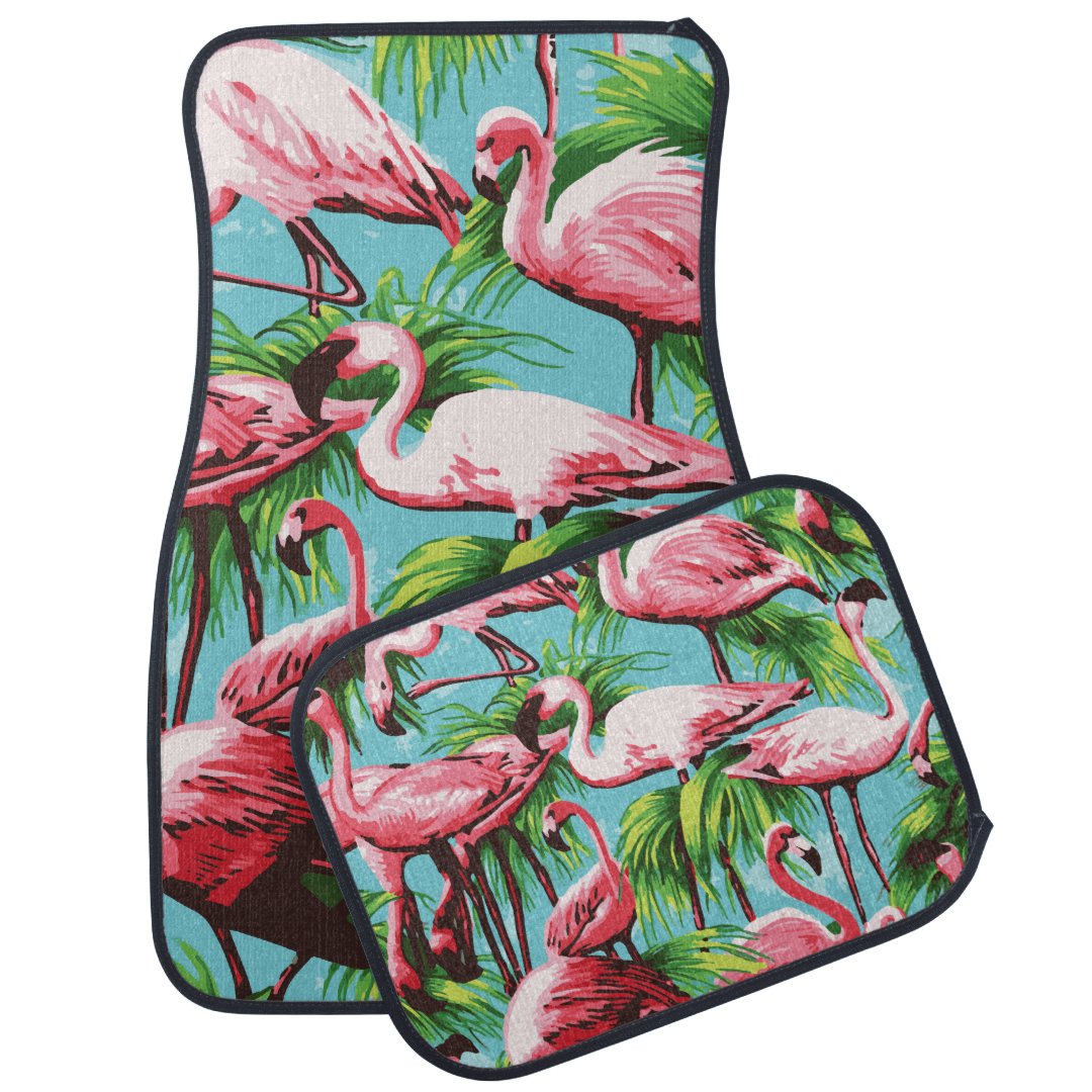 Cool Retro Pink Flamingos Car Mat | Zazzle