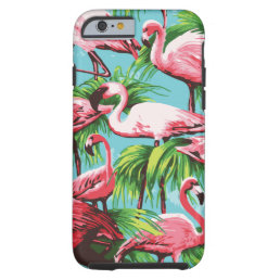 Cool Retro Pink Flamingos Tough iPhone 6 Case