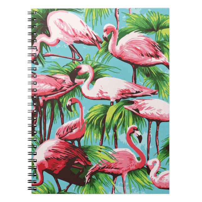 Cool Retro Pink Flamingos Notebook (Front)