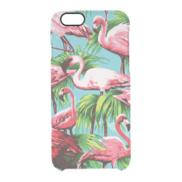 Cool Retro Pink Flamingos Clear iPhone 6/6S Case