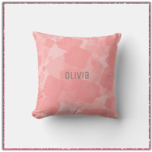 Cool Retro Pink Squares Geometric Pattern Throw Pillow