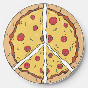 Cool Retro Pizza and Peace Sign Wireless Charger