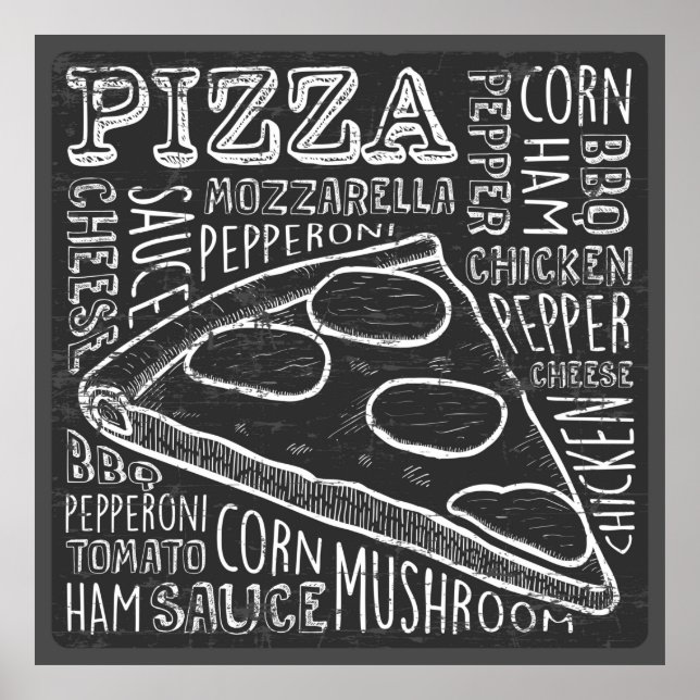 cool retro pizza food  poster (Front)