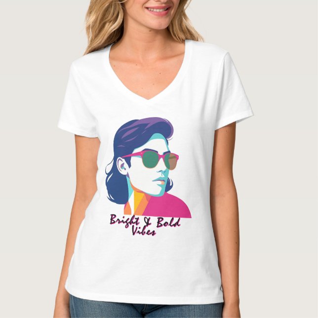 Cool Retro Pop Art Portrait T-Shirt (Front)