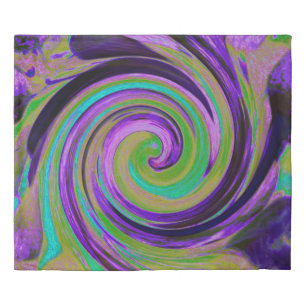 Cool Retro Purple and Chartreuse Liquid Art Swirl Duvet Cover
