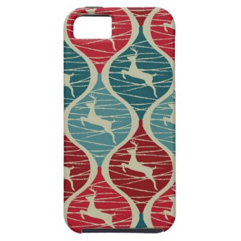 Cool Retro Red And Blue Christmas Reindeer Xmas Iphone Se/5/5s Case by UniqueChristmasGifts at Zazzle
