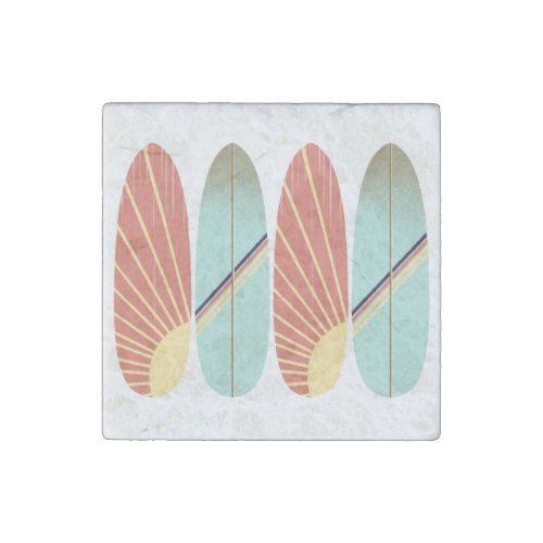 Cool retro red and blue surfboard   stone magnet