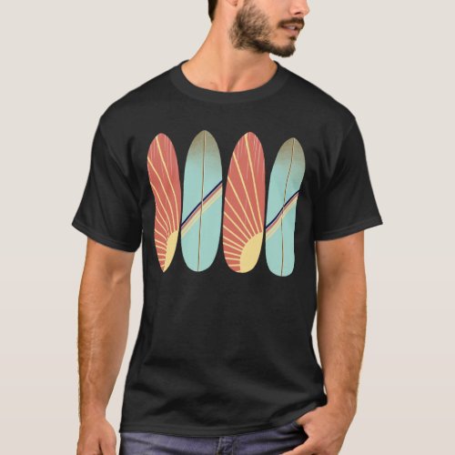 Cool retro red and blue surfboard T_Shirt