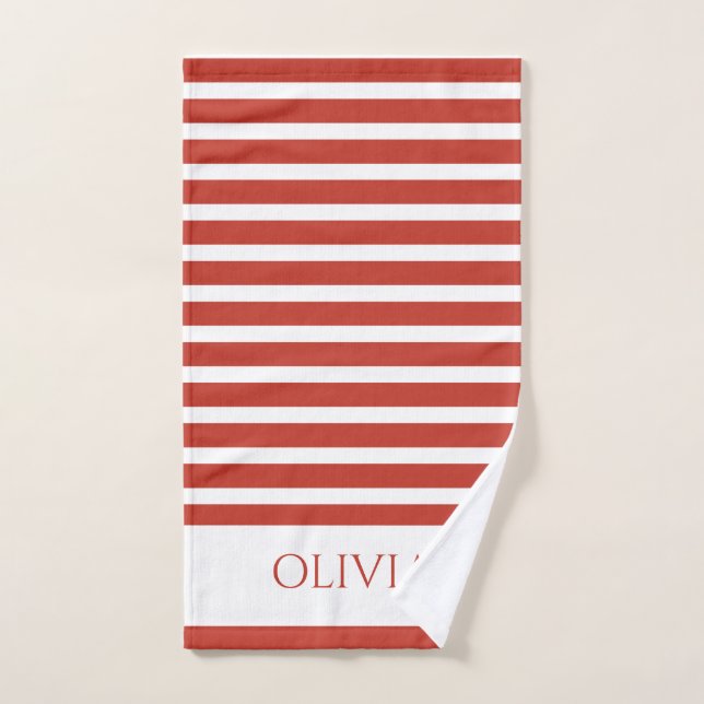 Cool retro red and white stripes  hand towel  (Hand Towel)