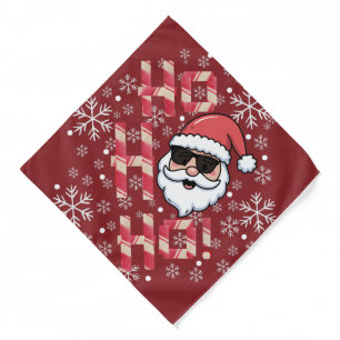 Cool Retro Santa Christmas Red Bandana Scarf