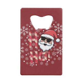 Cool Retro Santa Christmas Red Bandana Scarf Credit Card Bottle Opener