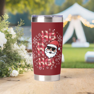 Cool Retro Santa Christmas Red Bandana Scarf Insulated Tumbler