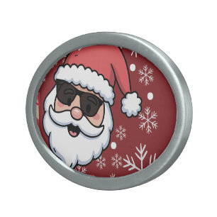 Cool Retro Santa Christmas Serving Tray Belt Buckle