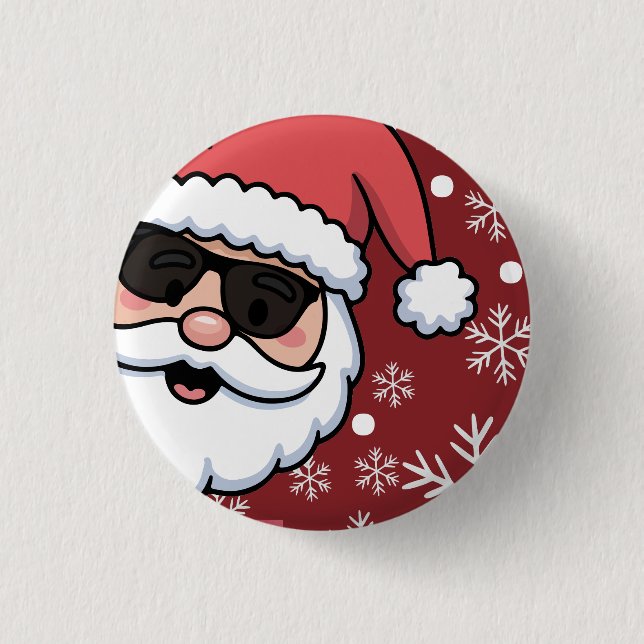 Cool Retro Santa Christmas Serving Tray Button (Front)