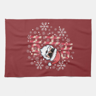 Cool Retro Santa Christmas Serving Tray Kitchen Towel