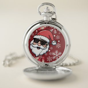 Cool Retro Santa Christmas Serving Tray Pocket Watch