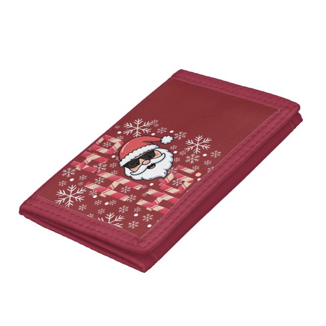 Cool Retro Santa Christmas Serving Tray Tri-fold Wallet (Bottom)