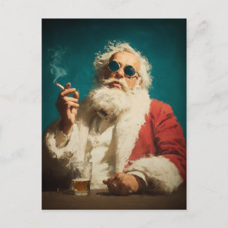 Cool Retro Santa Portrait Holiday Postcard