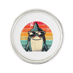 Cool Retro Shark in Sunglasses 70s 80s 90s Funny S Lapel Pin