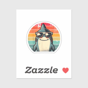 Cool Retro Shark in Sunglasses 70s 80s 90s Funny S Sticker